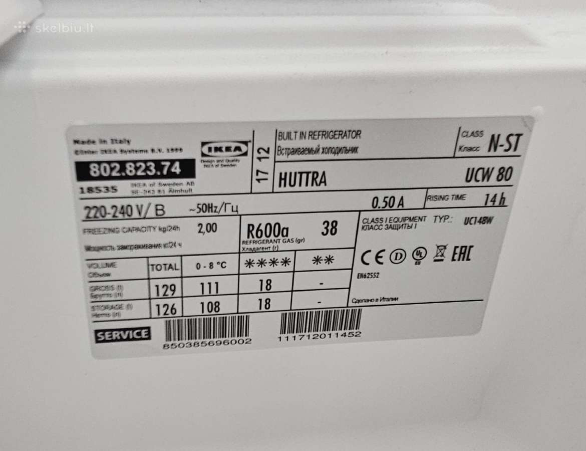 Integruojamas šaldytuvas Ikea Huttra su šaldikliu - nuotraukos Nr. 5