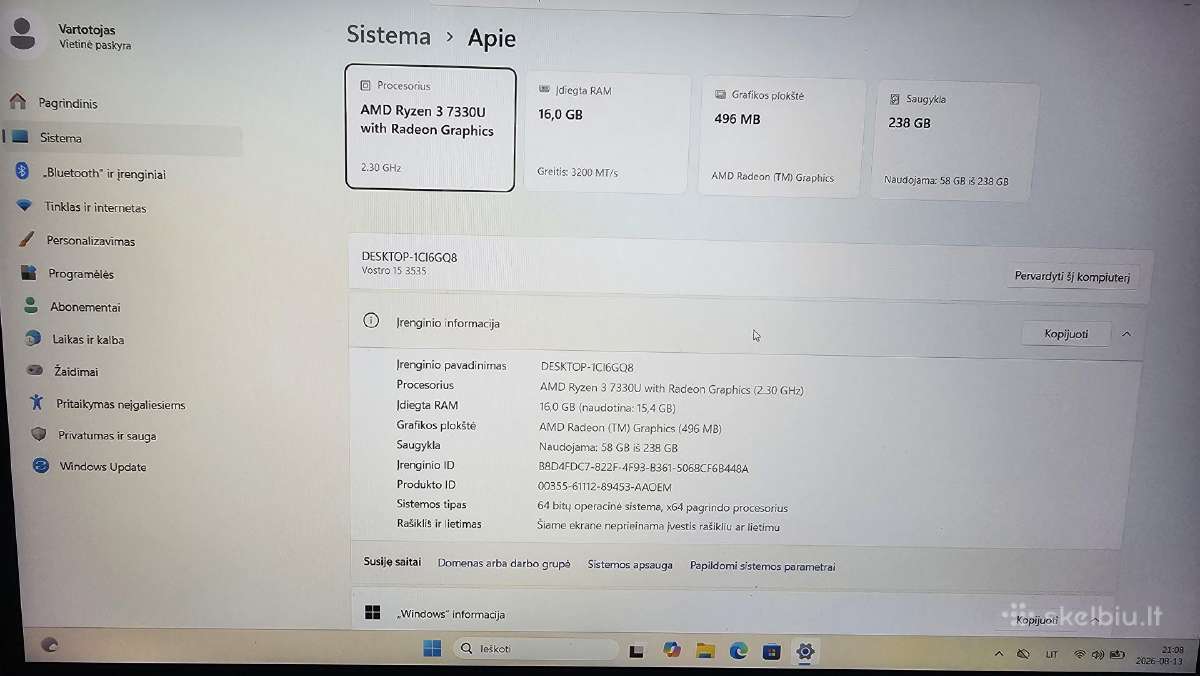 Dell Vostro 15 3535 - nuotraukos Nr. 8