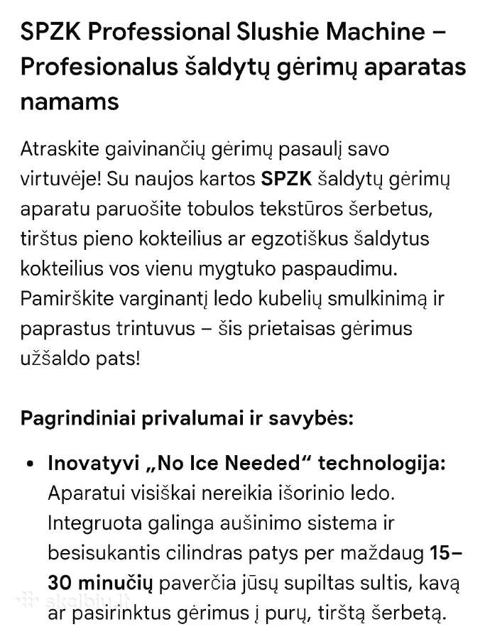 Šaldytų gėrimų ir ledų gaminimo aparatas namams - nuotraukos Nr. 2
