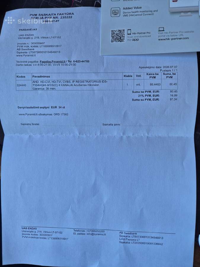 Hikvision Vaizdo kameros su registratoriumi - nuotraukos Nr. 3