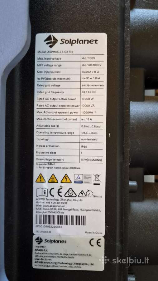 Inverteris Solplanet Asw10k-lt-g2 Pro - nuotraukos Nr. 2
