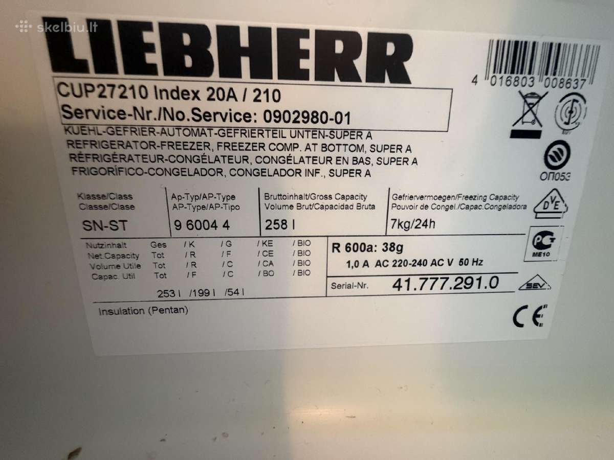 Parduodu naudotą Liebherr šaldytuvą - nuotraukos Nr. 4
