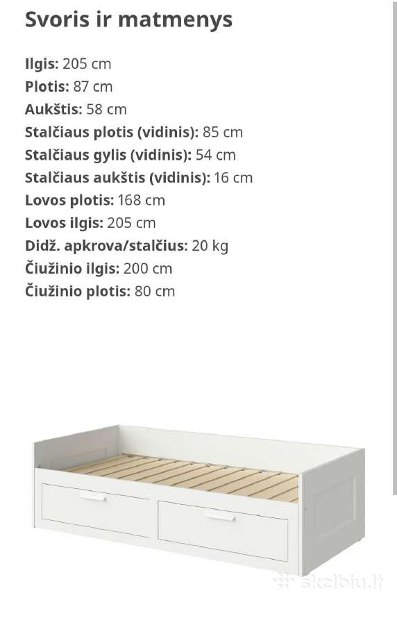 Ikea Brimnes išskleidžiama lova - nuotraukos Nr. 6