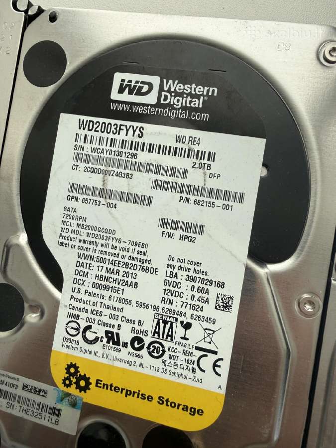 2 TB HDD kietieji diskai 7200 Rpm Sata - nuotraukos Nr. 3