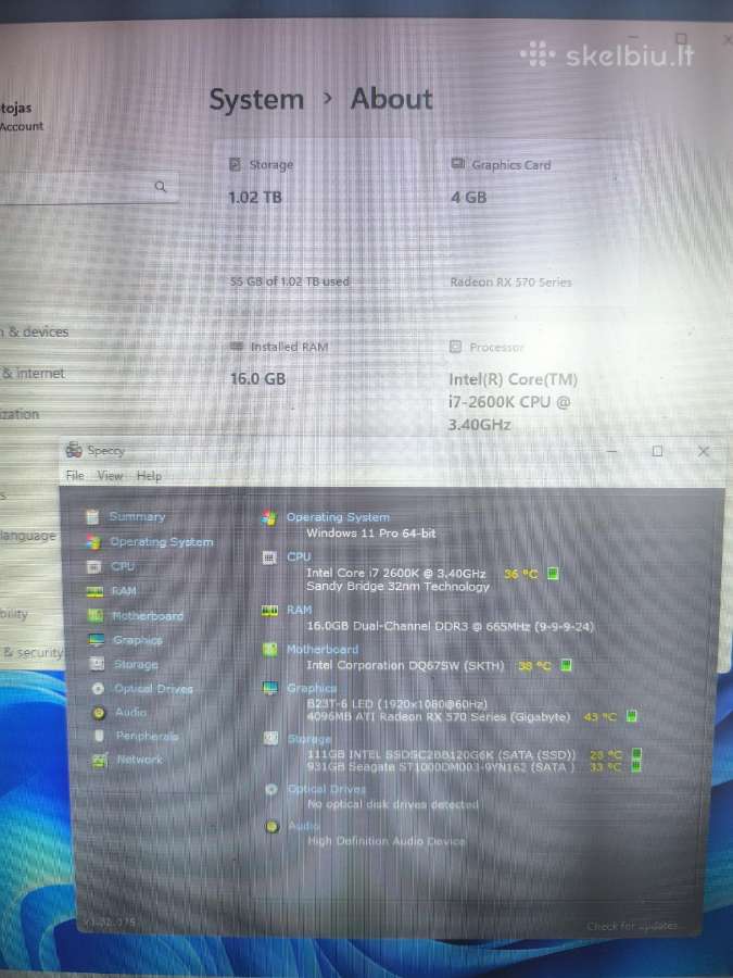 Pc lengviems žaidimam Intel I7, 16ram, Rx570, 1tb - nuotraukos Nr. 6