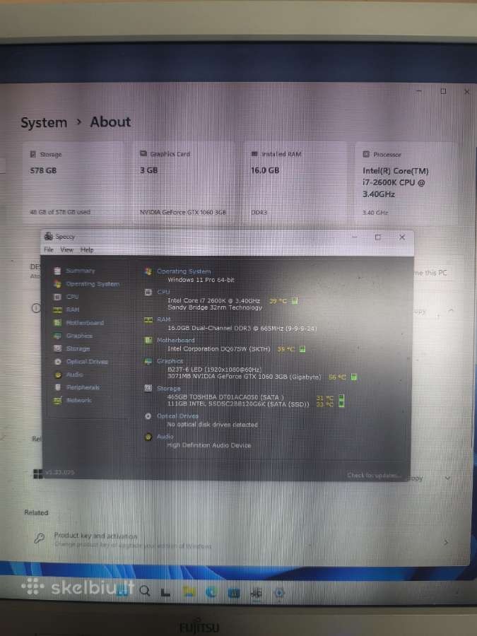 Pc lengviems žaidimam Intel I7, 16ram, nvidia 1060 - nuotraukos Nr. 6