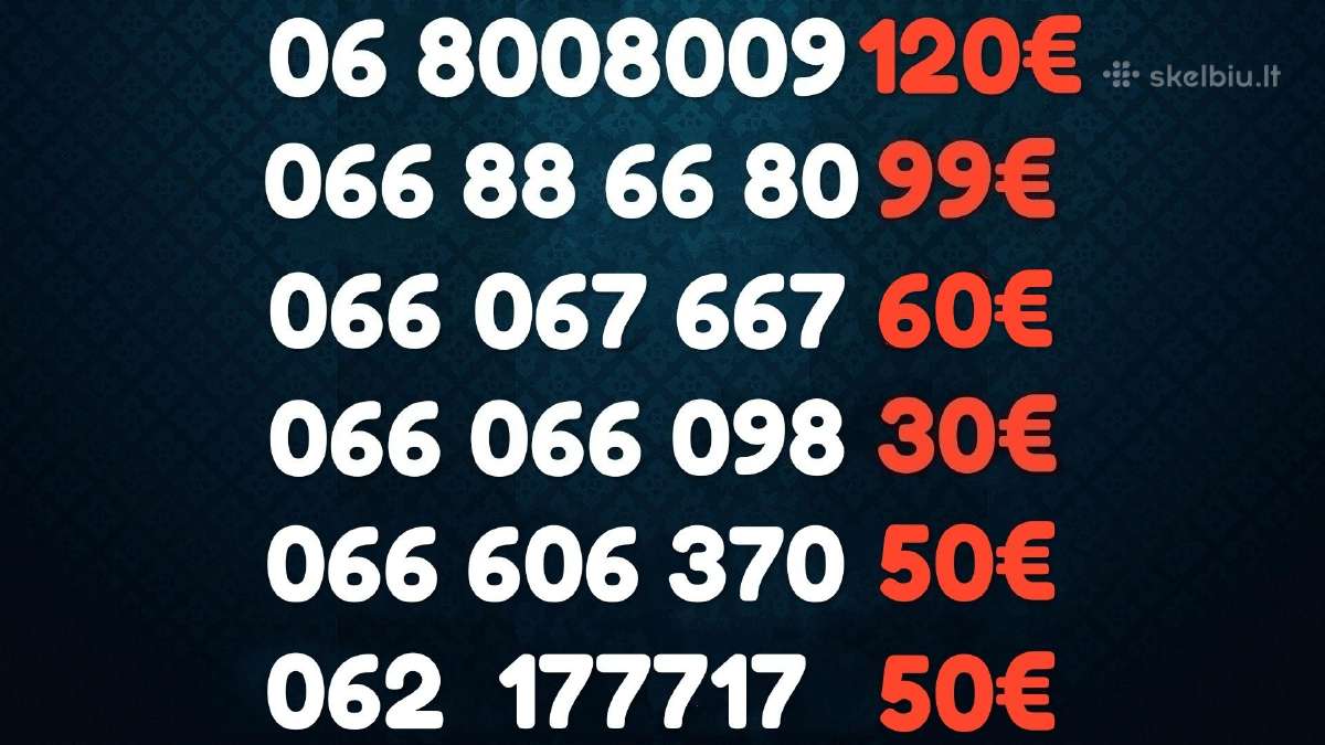 Gražus VIP numeris 060606 999 800800 ir daug kitų - nuotraukos Nr. 2