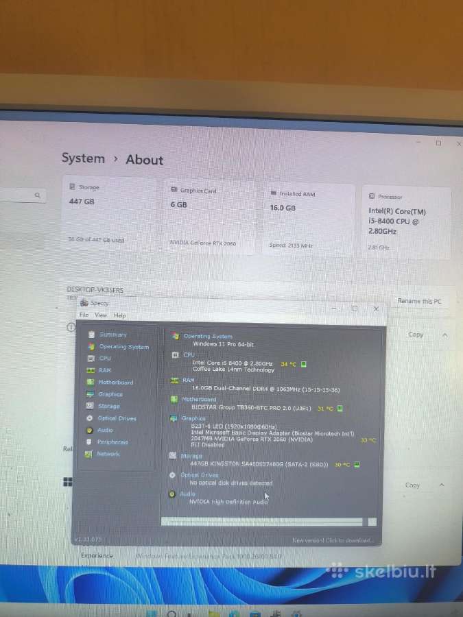 Pc žaidimams Int I5-8400/gtx2060/500ssd/16 GB RAM - nuotraukos Nr. 7
