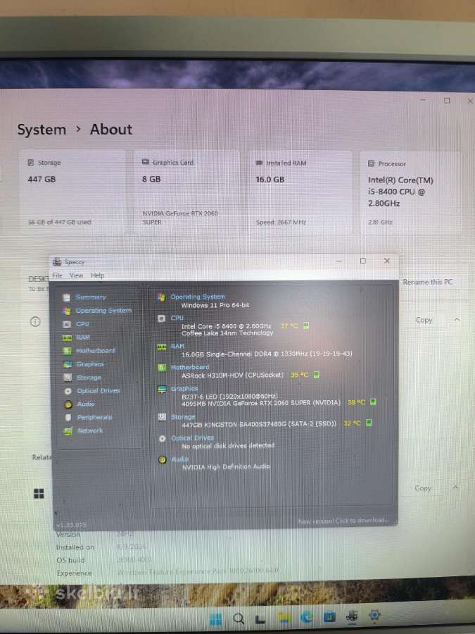 Pc žaidimams Intel I5-8400/gtx2060 Super / 500 SSD - nuotraukos Nr. 7