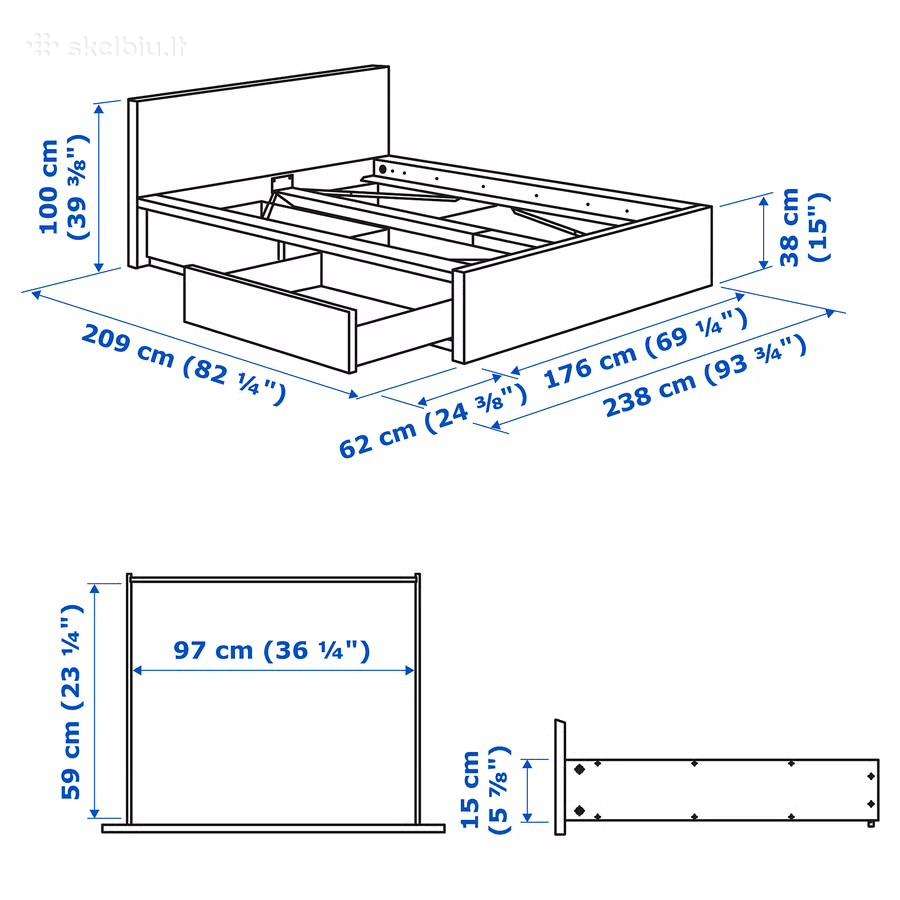 Geros bukles Ikea lova su Dormeo čužinių - nuotraukos Nr. 3
