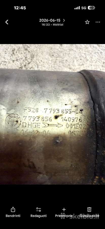 Dpf katalizatorius bmw 1 m47 2.0 dizelio 120kw - nuotraukos Nr. 2
