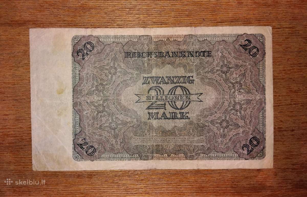 Vokietijos 20 bilijonu markių banknotas - nuotraukos Nr. 2