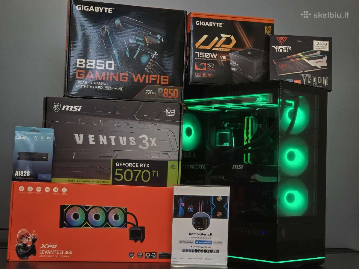 Rtx 5070 Ti 16gb kompiuteris su 7 7800x3d ir 32gb - nuotraukos Nr. 8