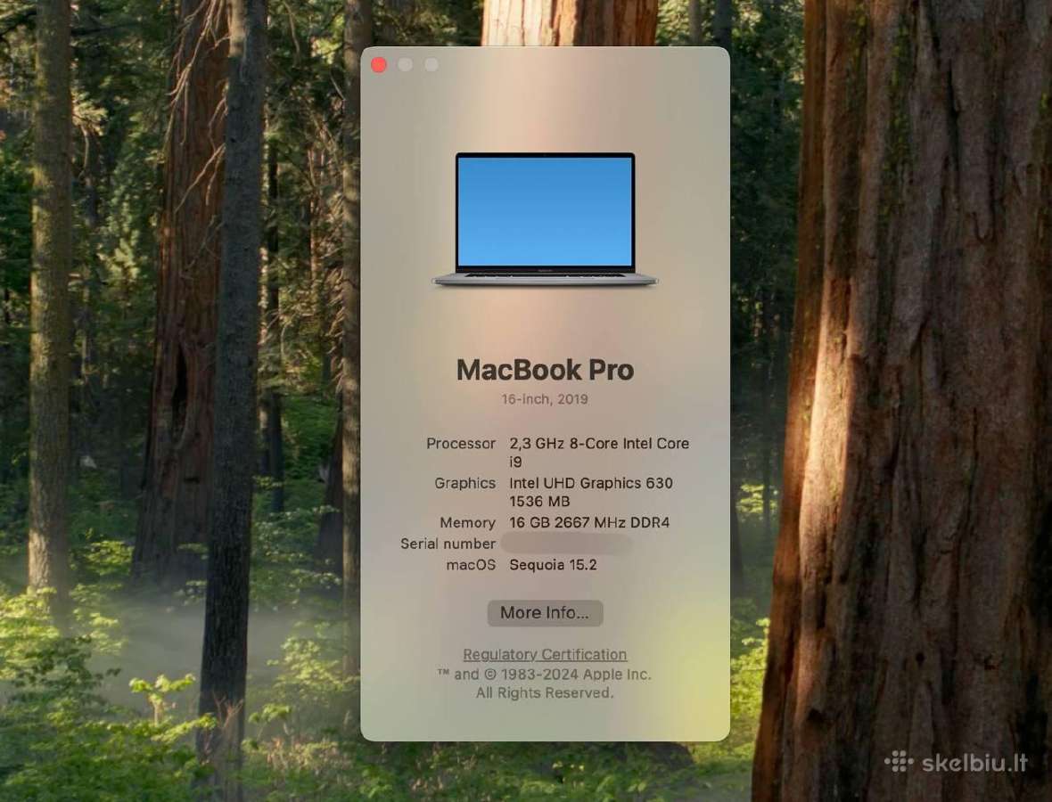 MacBook Pro 16 2019 A2141 intel Core i9 16gb 1tb - nuotraukos Nr. 5