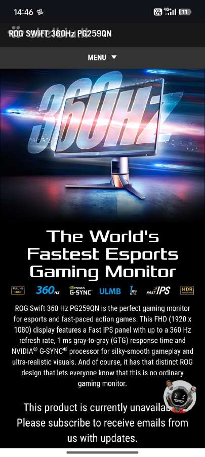 Rog swift 360hz pg259qn - nuotraukos Nr. 6