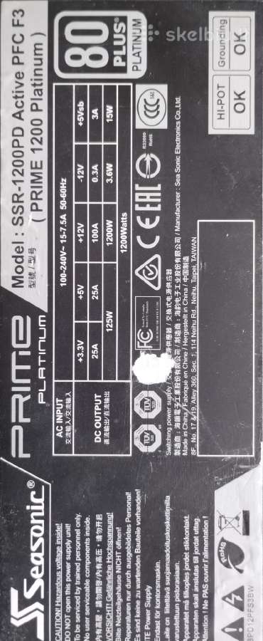 Maitinimo blokai Seasonic 1200w Platinum - nuotraukos Nr. 3