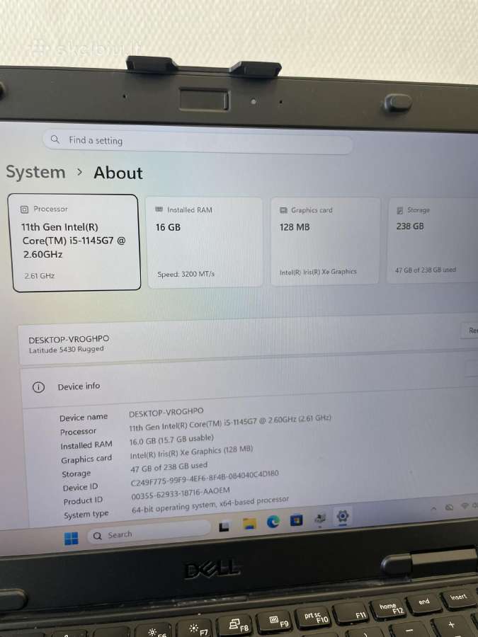 Dell Latitude 5430 i5-1145g7 16 GB RAM 256 GB SSD - nuotraukos Nr. 7