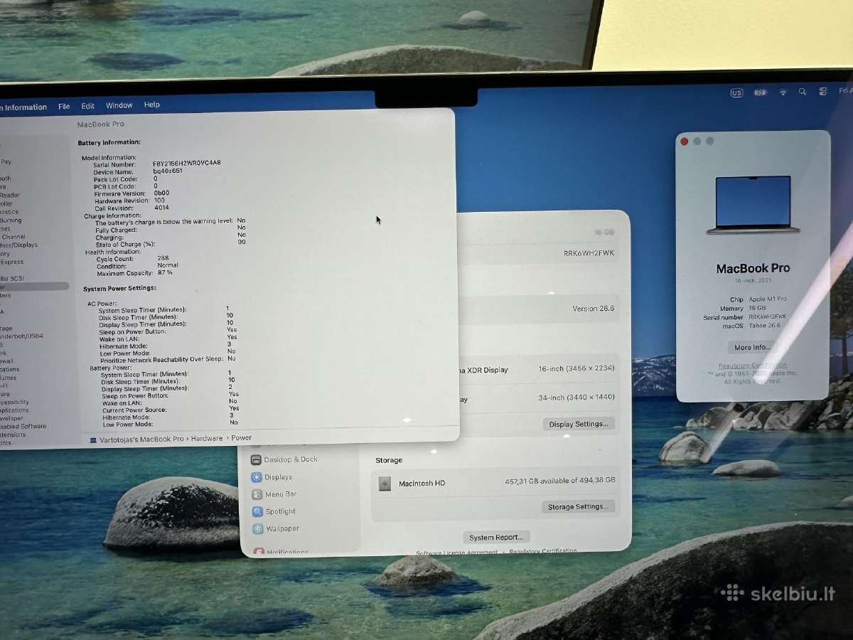 Apple MacBook Pro 16" M1 Pro / 16gb / 512gb Silver - nuotraukos Nr. 5