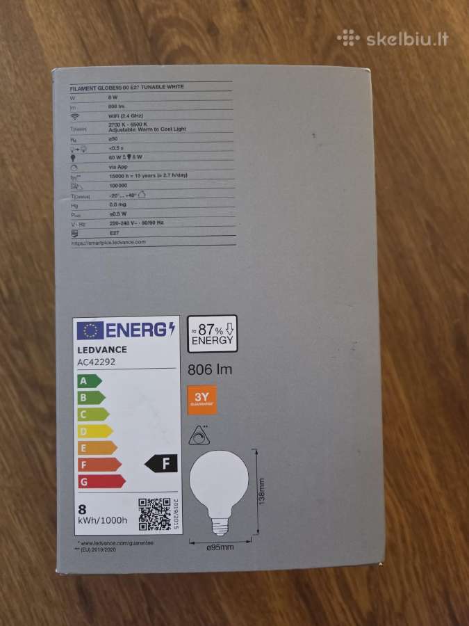 Ledvance Smart+ Filament Globe95 E27 lemputė - nuotraukos Nr. 5