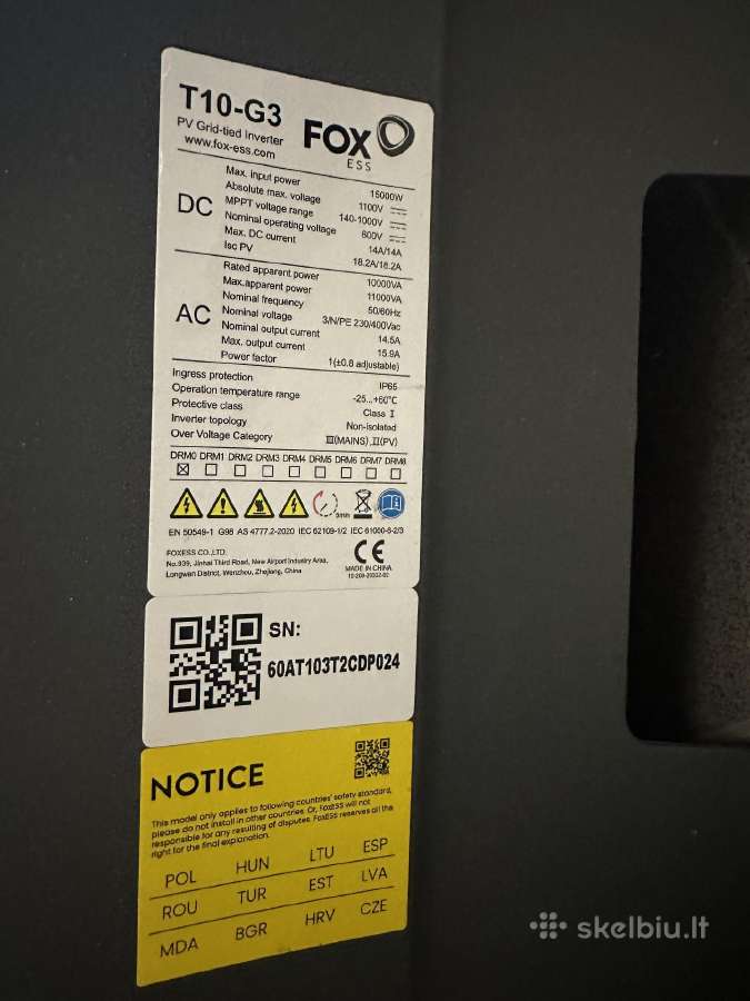 Parduodu Foxess inverteri T3-g10 - nuotraukos Nr. 2