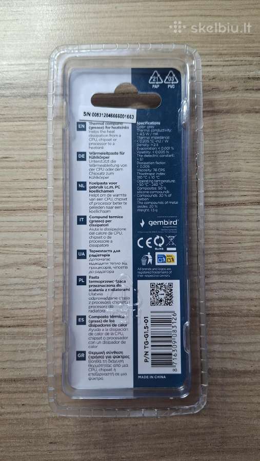 Termopasta Gembird 1.5G - nuotraukos Nr. 2