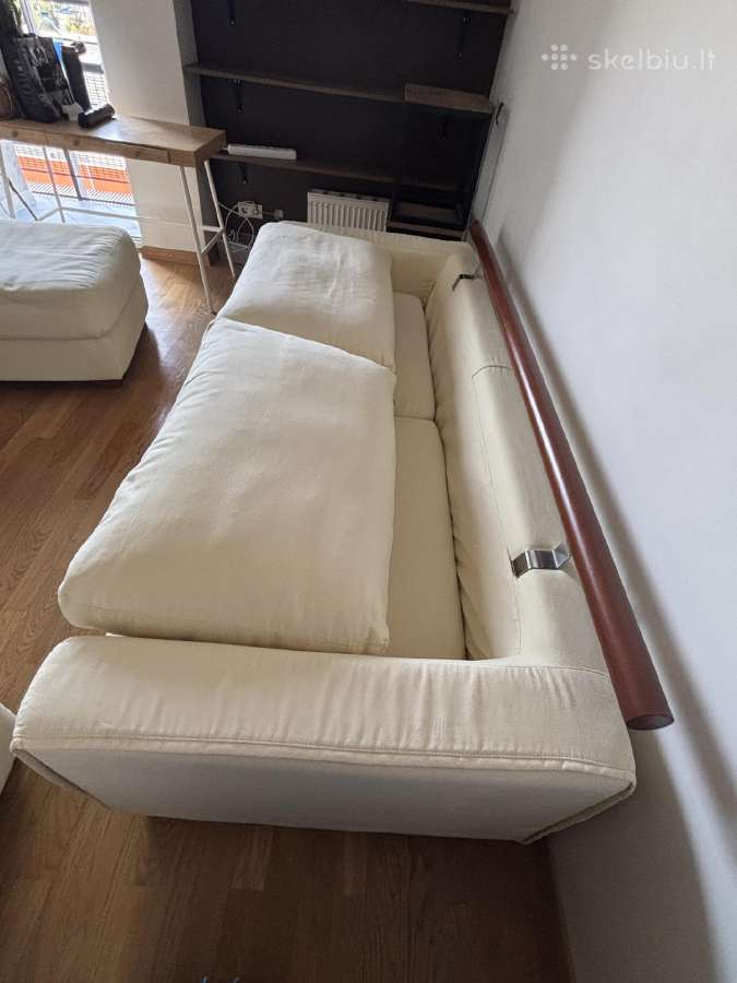 Italų gamybos sofa su 2 dideliais pufais - nuotraukos Nr. 4