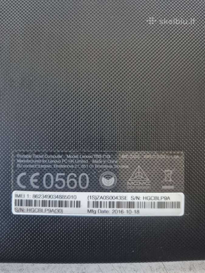 Lenovo tb3-710l - nuotraukos Nr. 3
