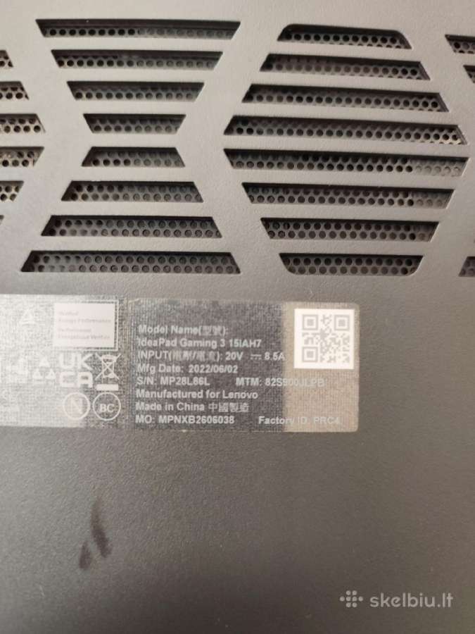 Lenovo Ideapad Gaming 3 dalimis - nuotraukos Nr. 5