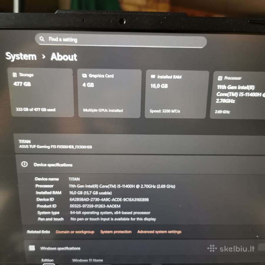 Asus Tuf Gaming F15 Fx506heb - nuotraukos Nr. 2