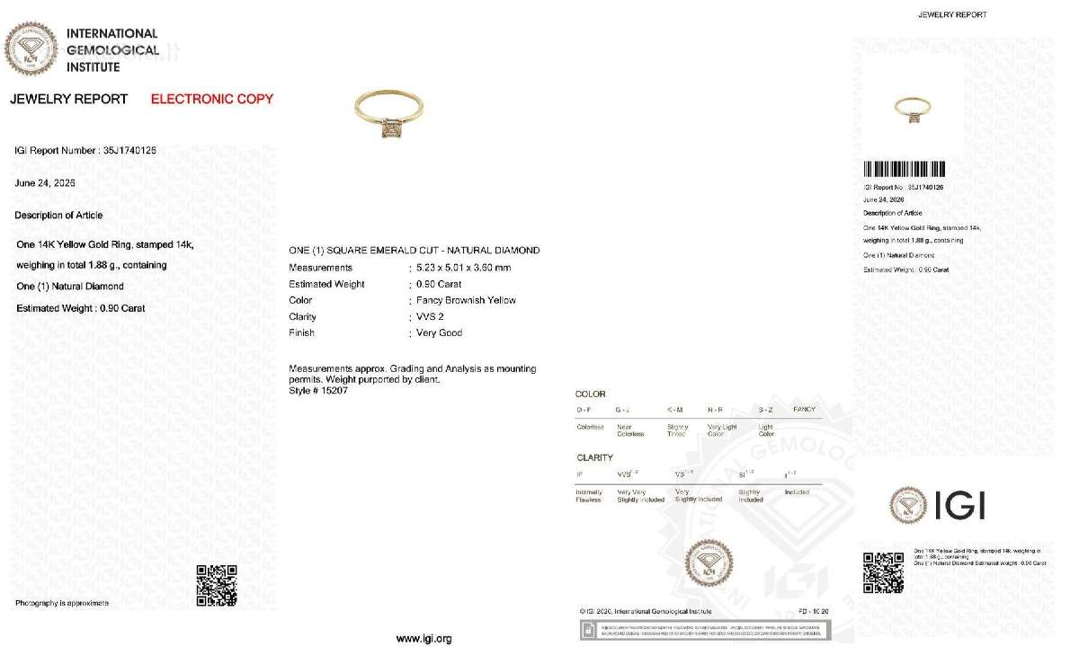 0,90 ct Vvs2 šampaninės spalvos deimanto žiedas - nuotraukos Nr. 7