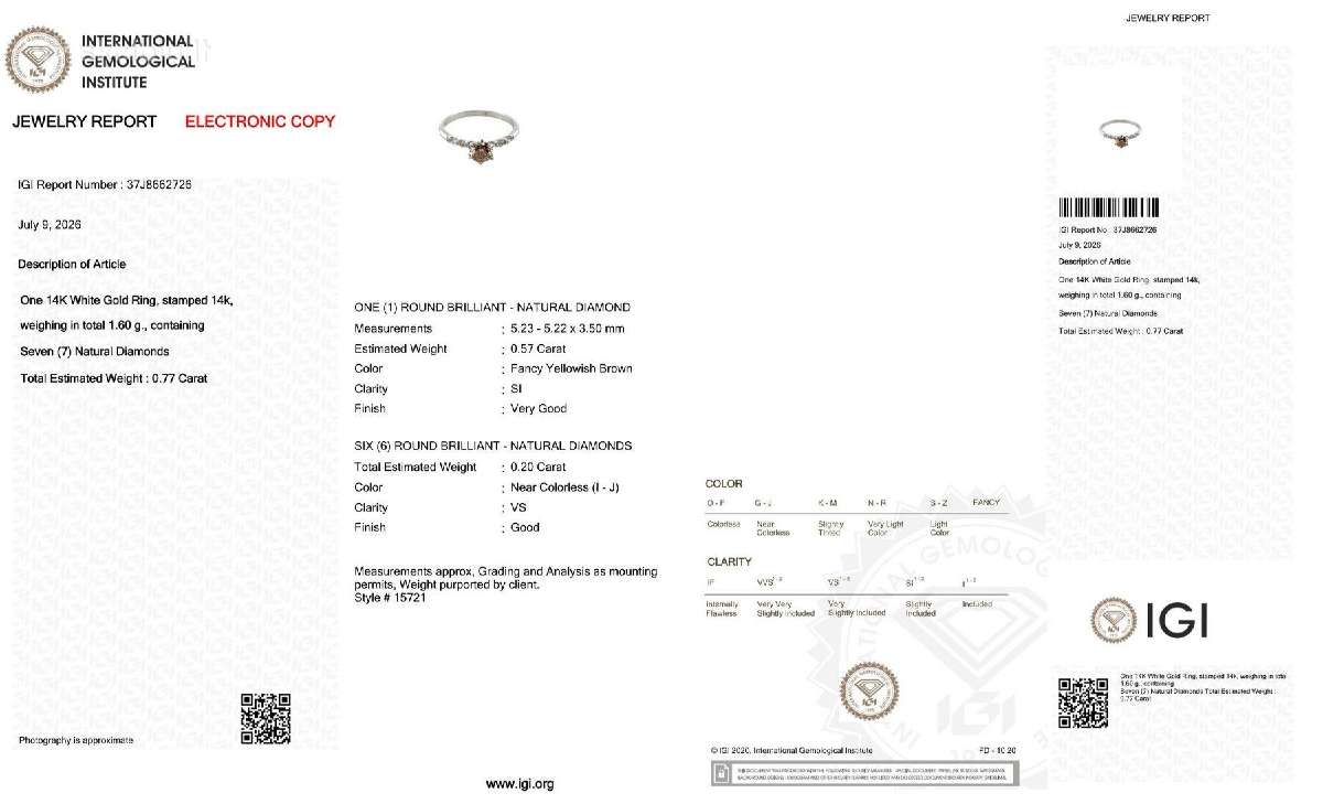 Natūralaus deimanto žiedas – 0,77 ct, 14k auksas - nuotraukos Nr. 6