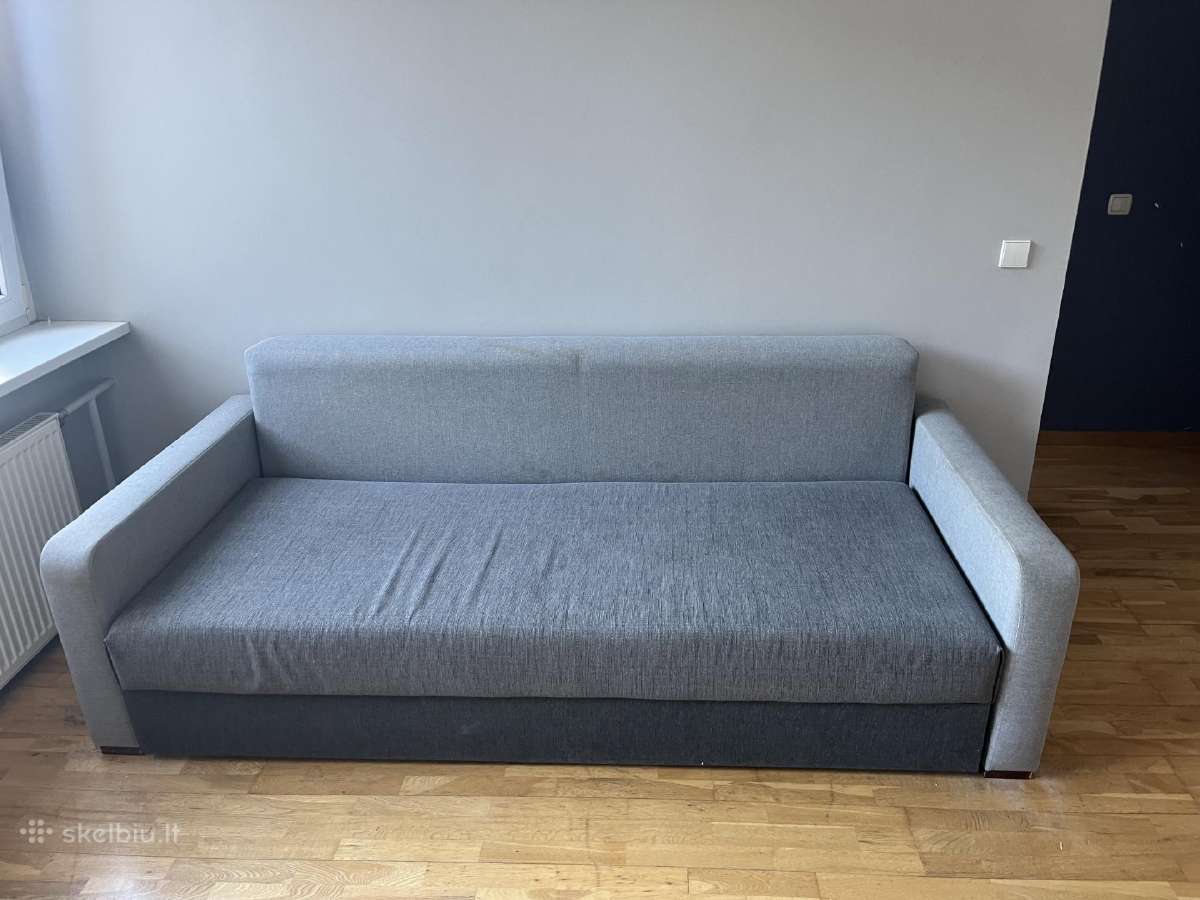 Ištraukiama trivietė pilka sofa-lova - nuotraukos Nr. 2