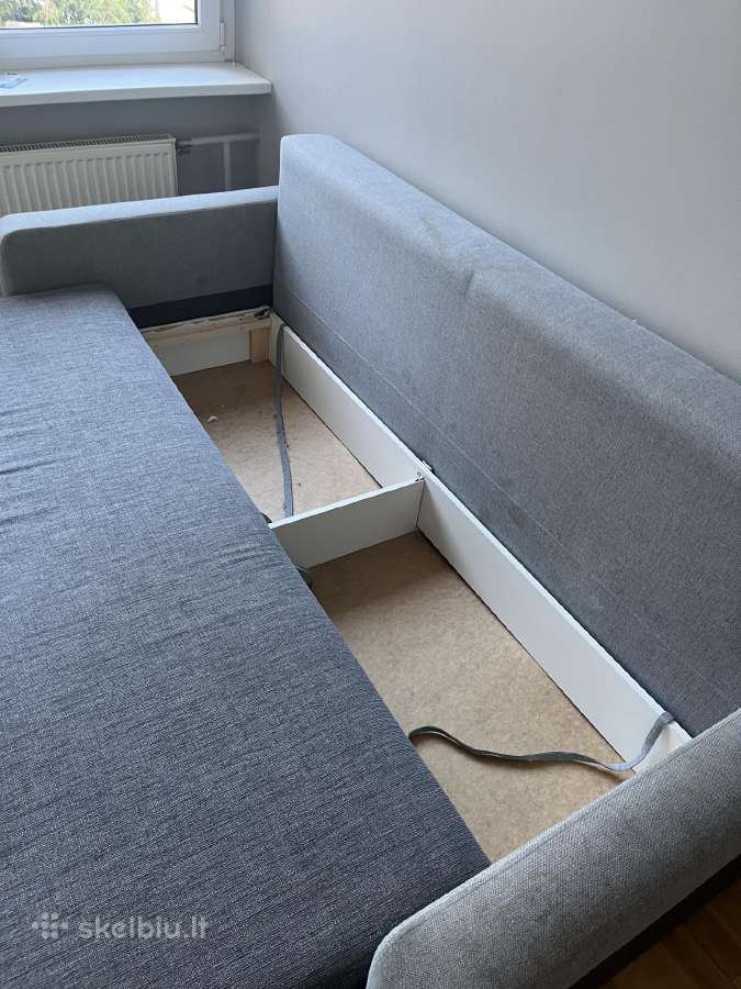 Ištraukiama trivietė pilka sofa-lova - nuotraukos Nr. 4