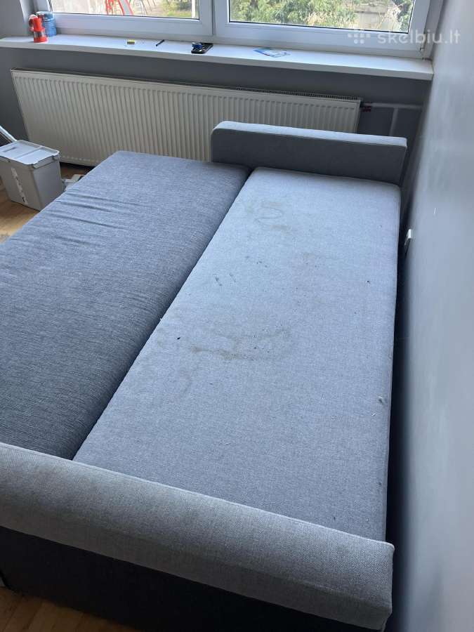 Ištraukiama trivietė pilka sofa-lova - nuotraukos Nr. 5