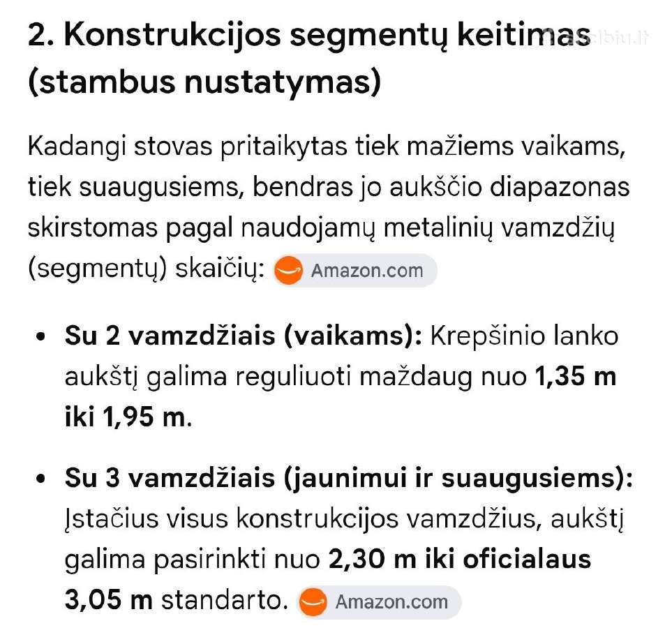 Reguliuojamas krepšinio stovas Yoleo 3,05m - nuotraukos Nr. 3