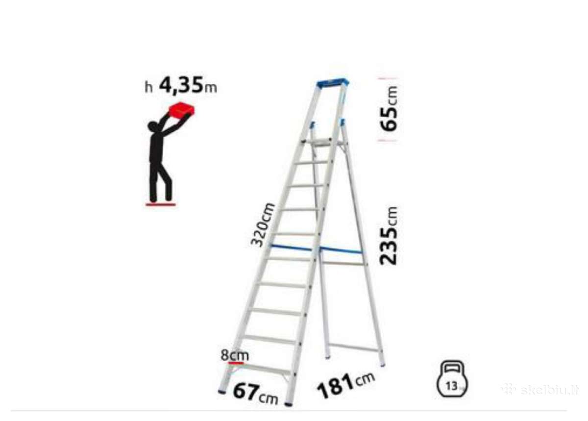 Kopėčios 10 pakopų 2,35x3,21x4,35m Stabilo Krause. - nuotraukos Nr. 3