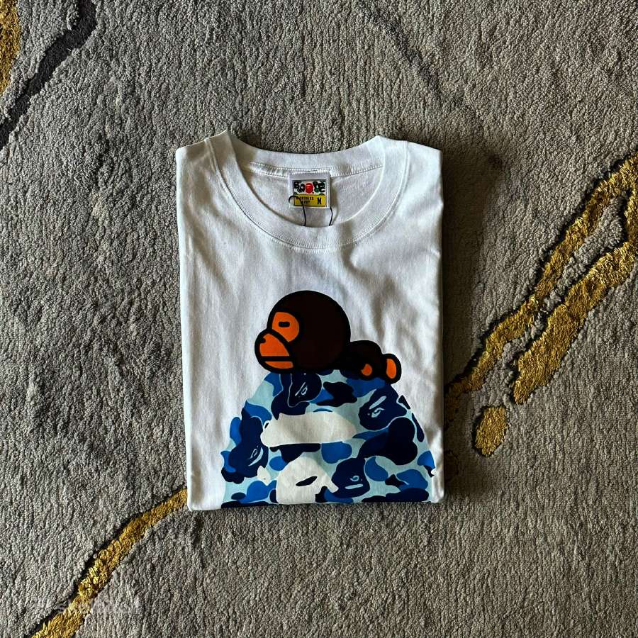 Bape marškinėliai balti, mėlynas kamufliažas - nuotraukos Nr. 2