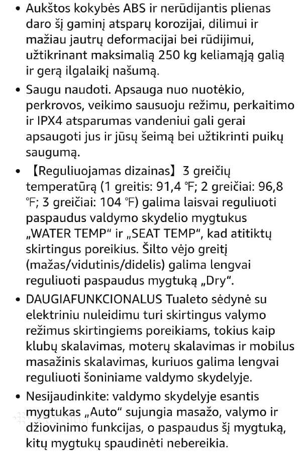 Išmanusis tualeto klozeto dangtis su bide funkcija - nuotraukos Nr. 4