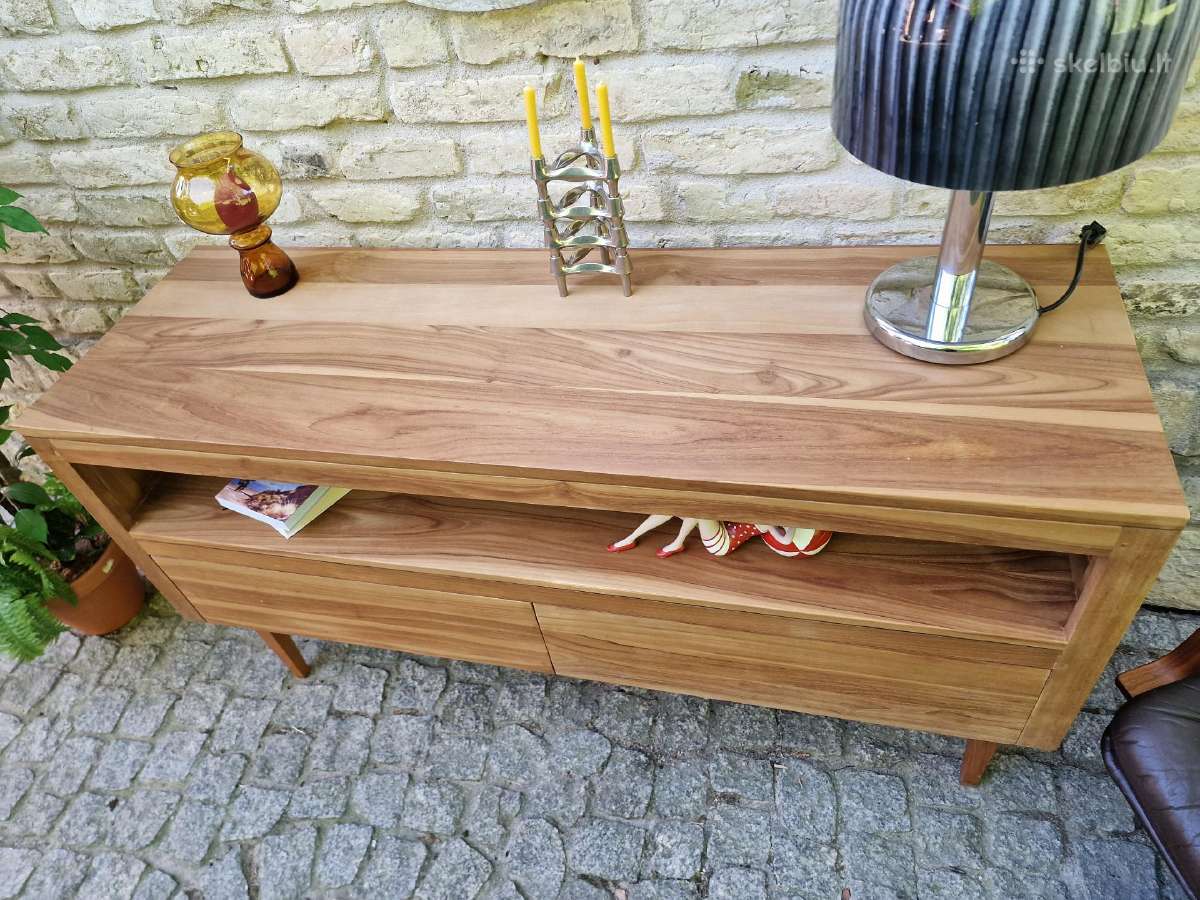 Vintažinė mid century tikmedžio masyvo komoda - nuotraukos Nr. 5