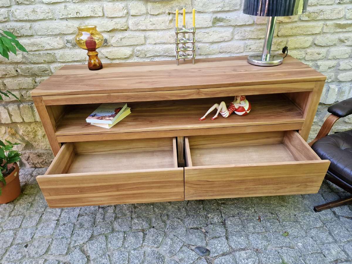 Vintažinė mid century tikmedžio masyvo komoda - nuotraukos Nr. 9