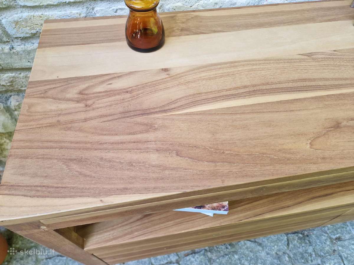 Vintažinė mid century tikmedžio masyvo komoda - nuotraukos Nr. 16