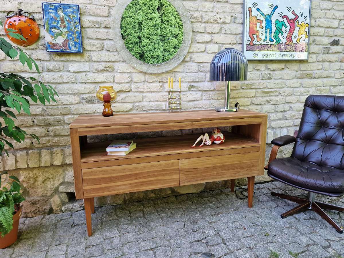 Vintažinė mid century tikmedžio masyvo komoda - nuotraukos Nr. 18