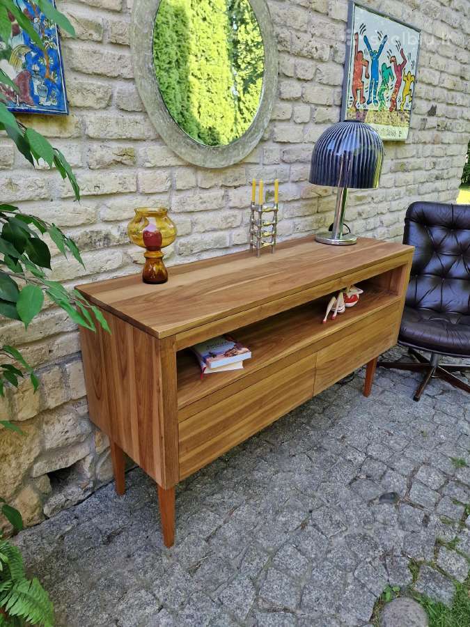 Vintažinė mid century tikmedžio masyvo komoda - nuotraukos Nr. 19