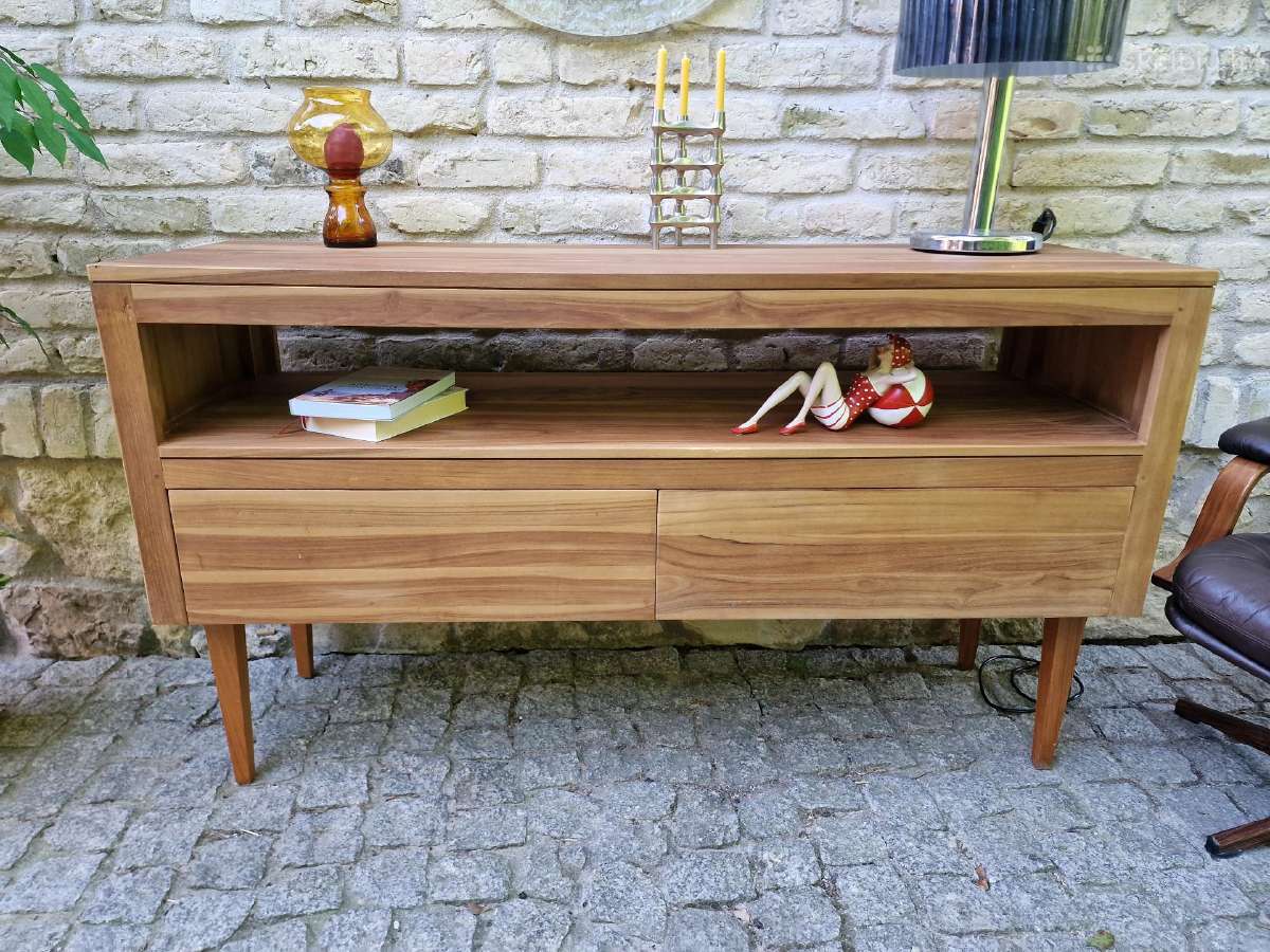 Vintažinė mid century tikmedžio masyvo komoda - nuotraukos Nr. 20