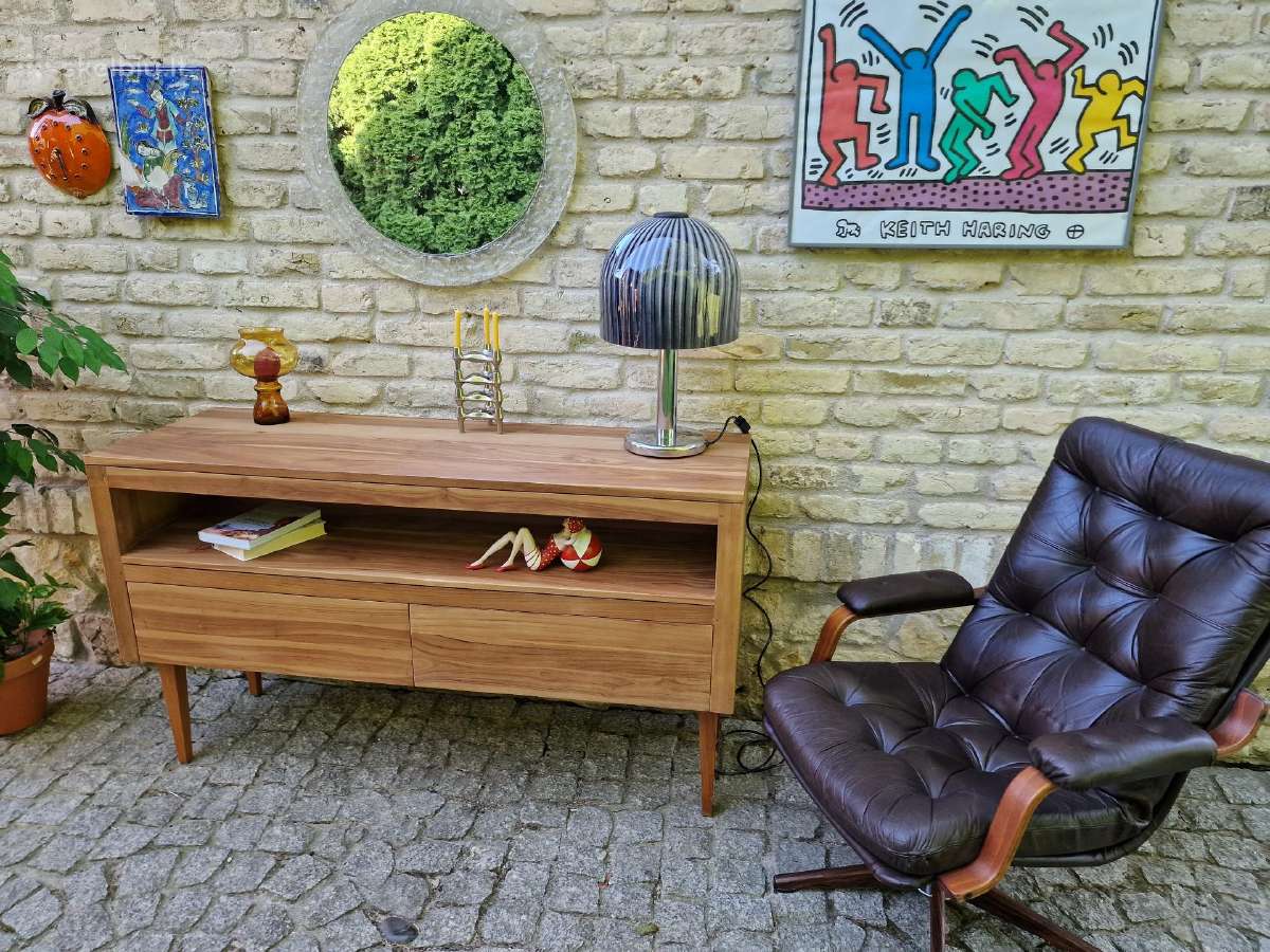 Vintažinė mid century tikmedžio masyvo komoda - nuotraukos Nr. 21