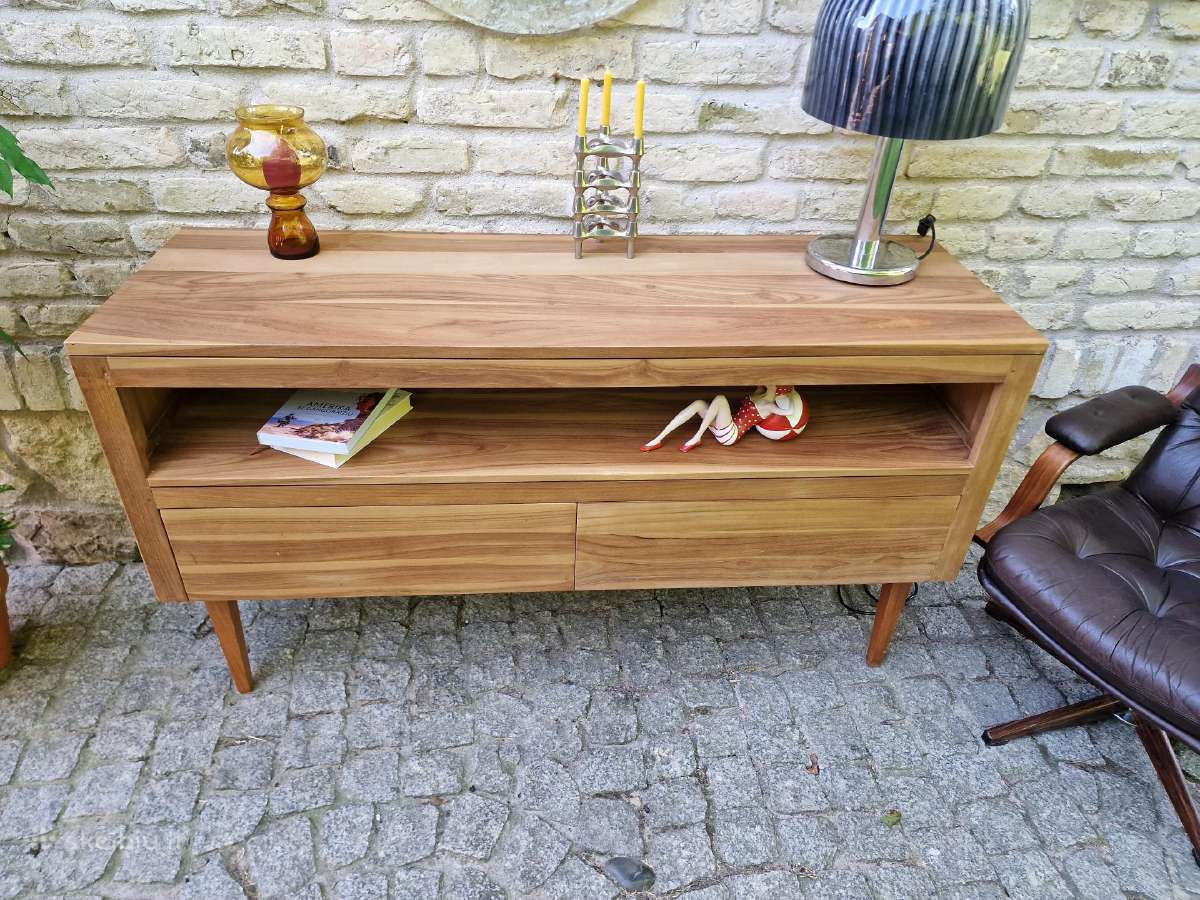 Vintažinė mid century tikmedžio masyvo komoda - nuotraukos Nr. 22