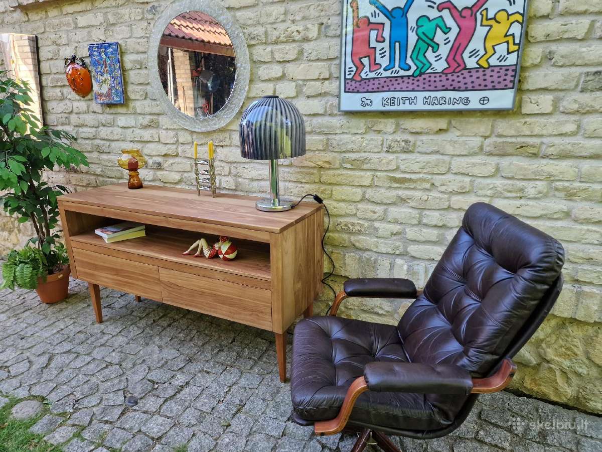 Vintažinė mid century tikmedžio masyvo komoda - nuotraukos Nr. 24