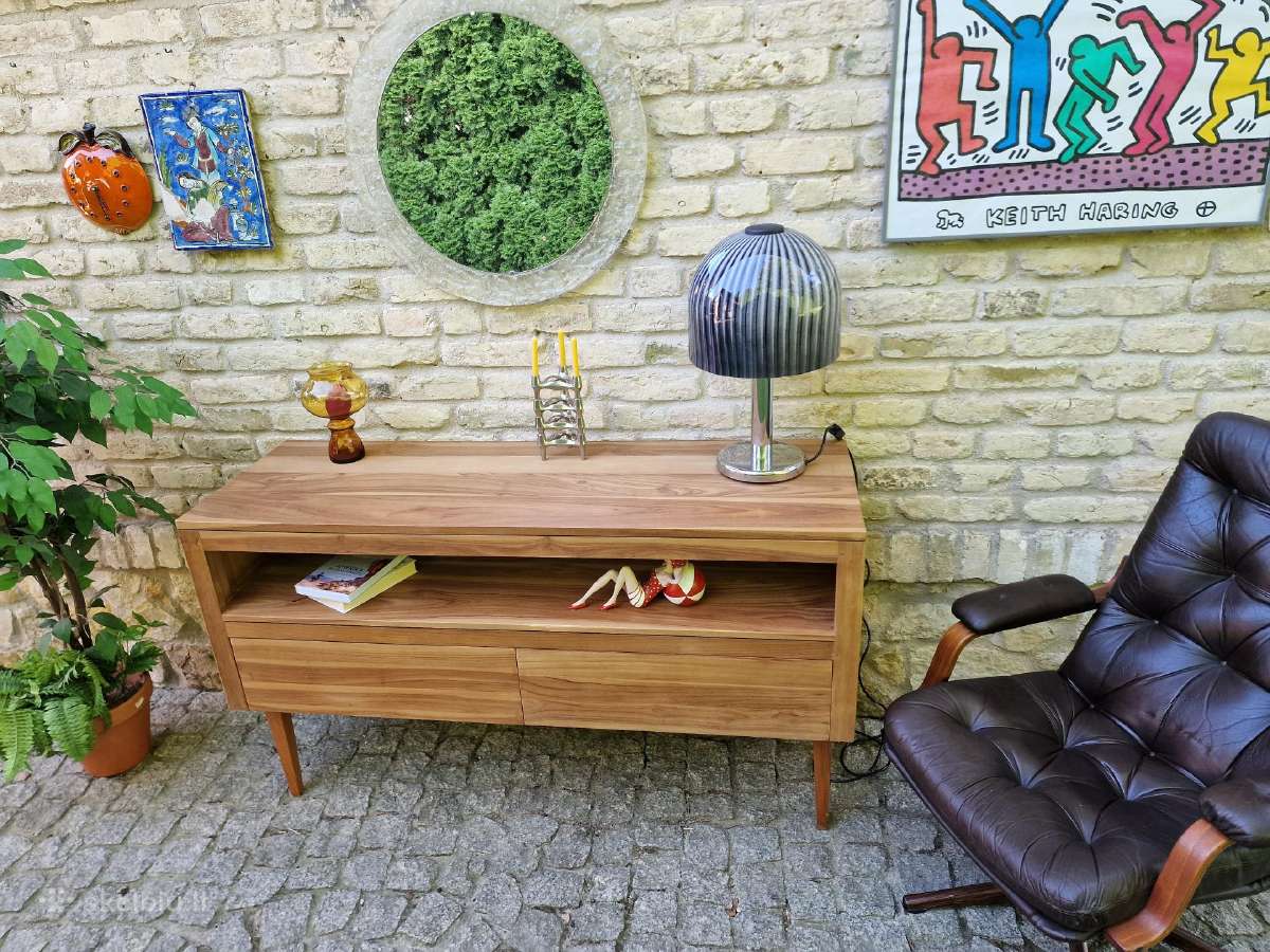 Vintažinė mid century tikmedžio masyvo komoda - nuotraukos Nr. 28