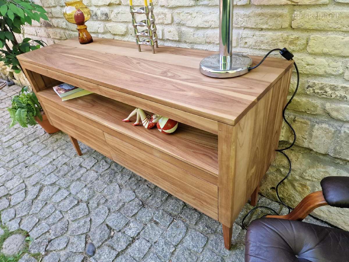 Vintažinė mid century tikmedžio masyvo komoda - nuotraukos Nr. 30