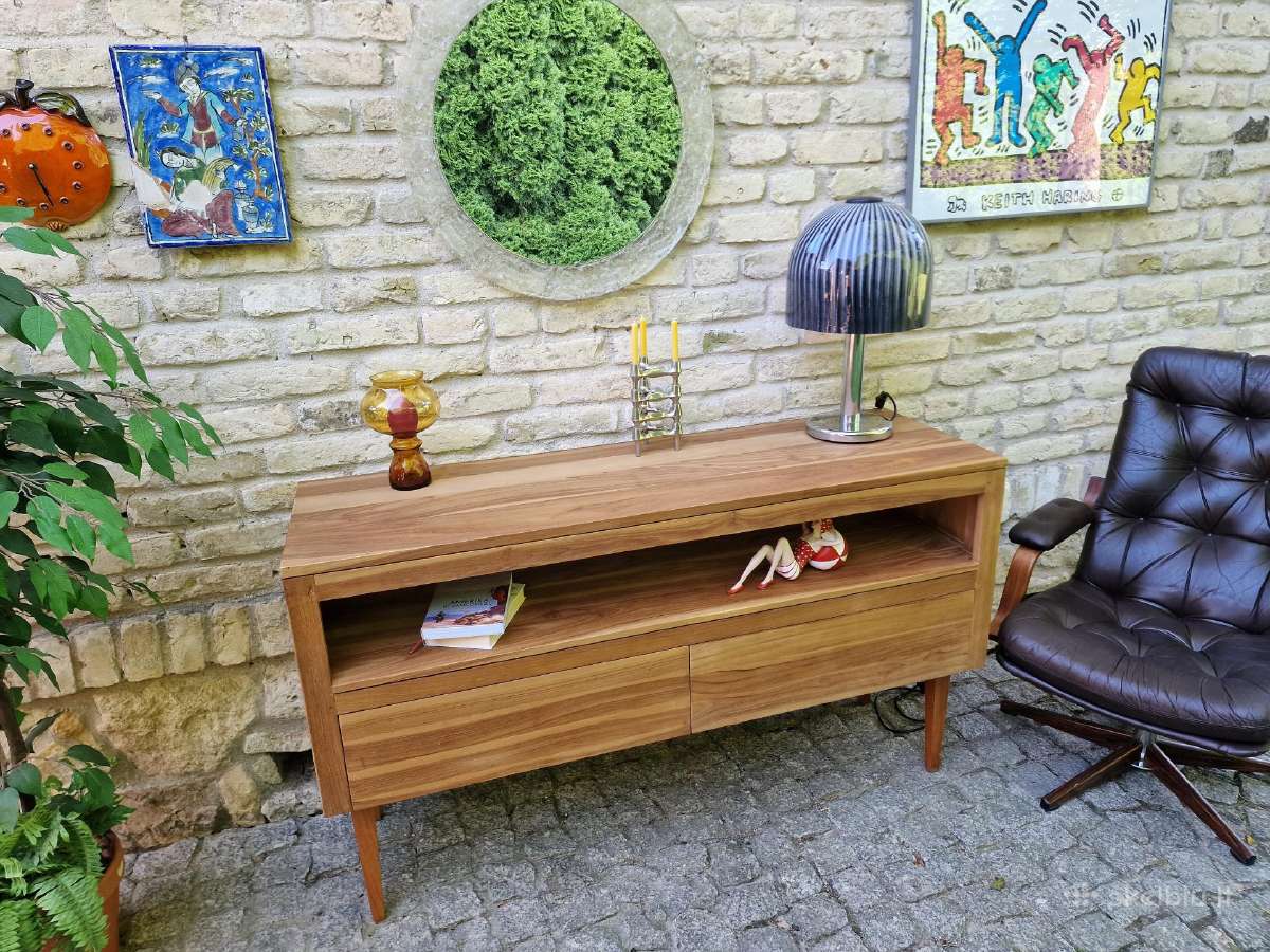 Vintažinė mid century tikmedžio masyvo komoda - nuotraukos Nr. 32